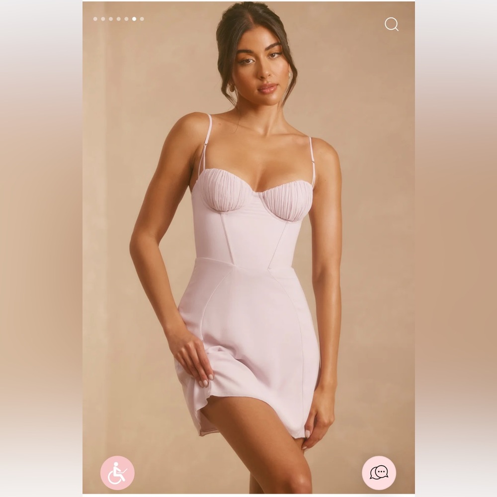 Oh Polly ELWIRA Georgette A-Line Corset Mini Dress in Lilac